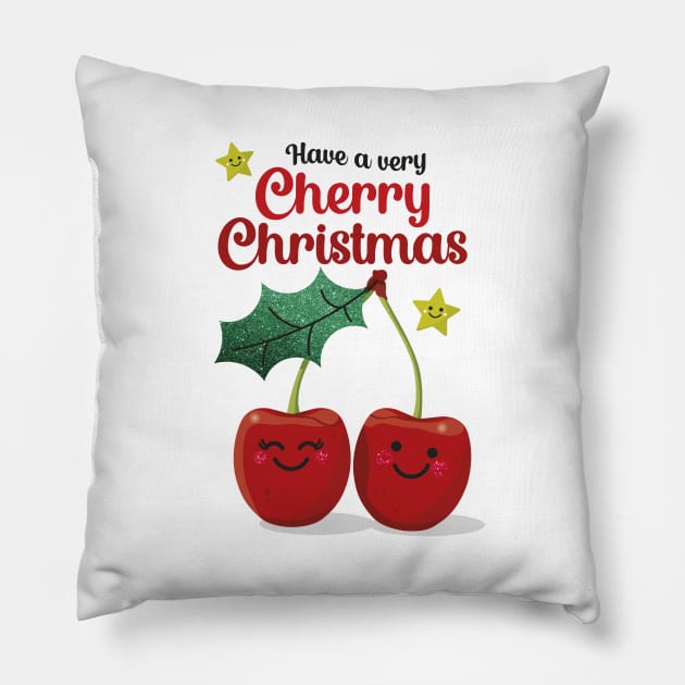 Have a Very Cherry Christmas Pillow by VicEllisArt