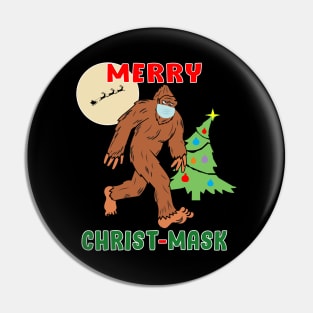 Merry Christmask Sasquatch Mask Social Distance. Pin