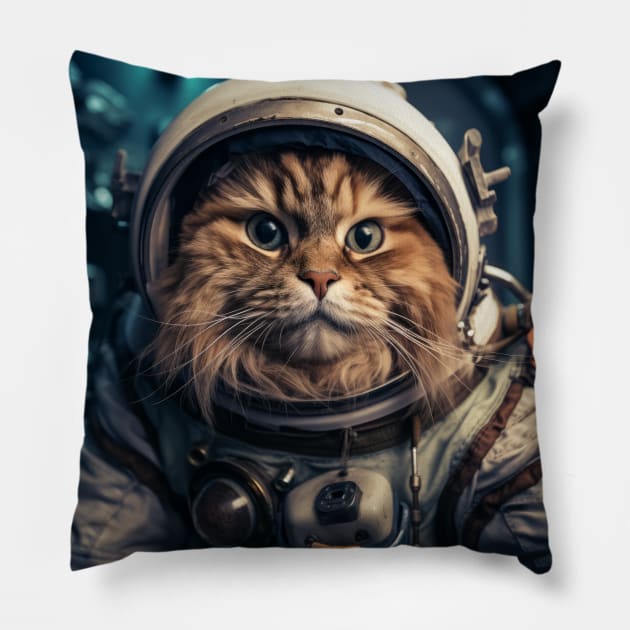 Astronaut Cat in Space - Cymric Pillow by Merchgard