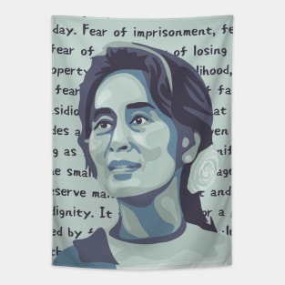 Aung San Suu Kyi Portrait and Quote Tapestry