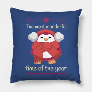 The most wonderful time of the year penguin cartoon Pillow