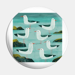 Winter Gulls Pin