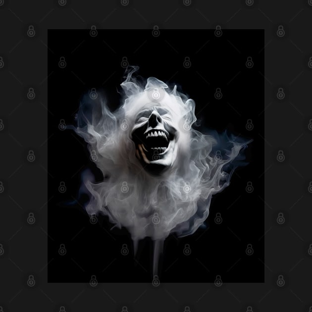 Halloween Ghost 6: Sinister Ghost Laughing on a Dark Background by Puff Sumo