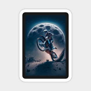 Dirt bike rider on the moon Magnet