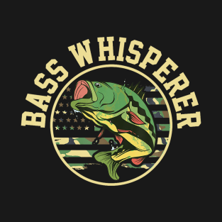 Bass Whisperer Fishing American Flag Patriotic Fisherman T-Shirt