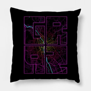 Graz, Austria City Map Typography - Neon Pillow