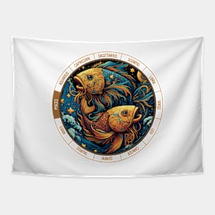 ZODIAC Pisces - Astrological PISCES - PISCES - ZODIAC sign - Van Gogh style - 1 Tapestry