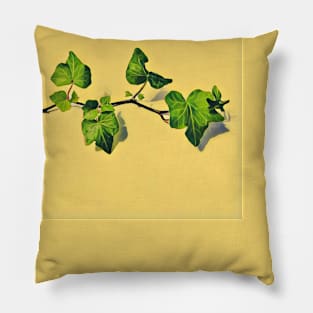 Hedera branch horizontal yellow Pillow