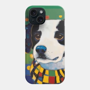 Gustav Klimt Style Puppy Dog with a Colorful Scarf Phone Case