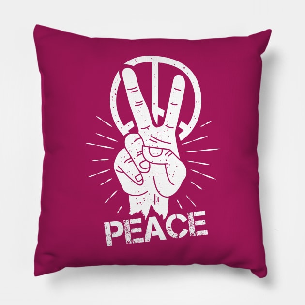 Peace Hand Fingers Pillow by machmigo