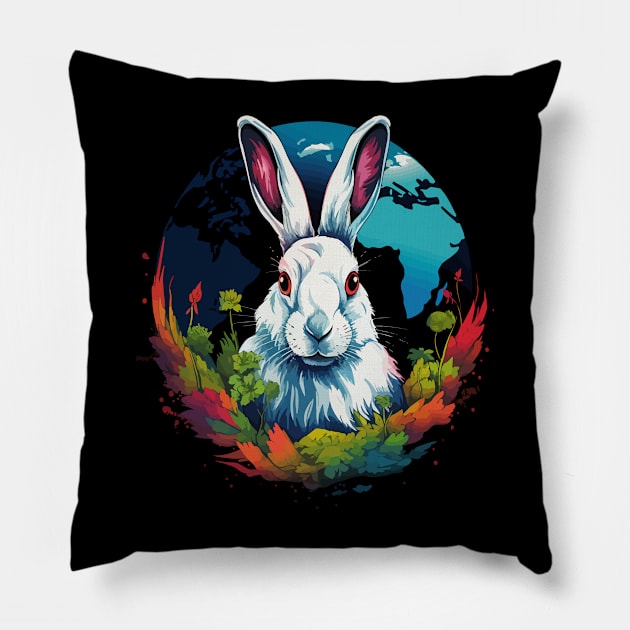 Arctic Hare Earth Day Pillow by JH Mart