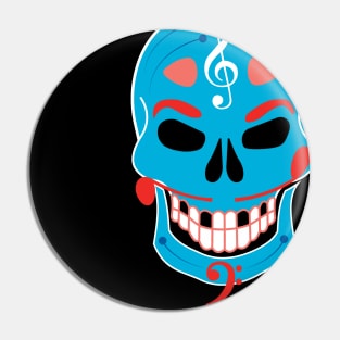 Dia de Los Muertos Music Sugar Skull - Teal Pin