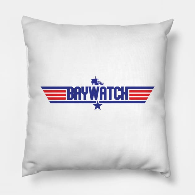 Baywatch Top Gun Logo Pillow by Rebus28