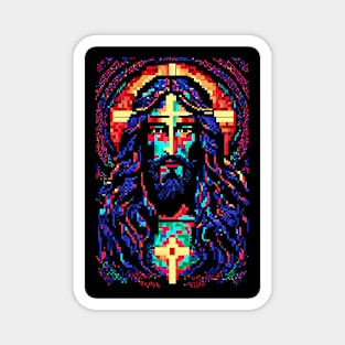 Pixelated neon Jesus Christ Magnet