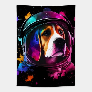 Funny Beagle Astronaut Dog in Outer Space Cosmic Explorer Tapestry