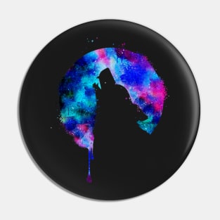 Howling Wolf Moon Space Galaxy Drips Hipster Trend Gift T-Shirt Pin