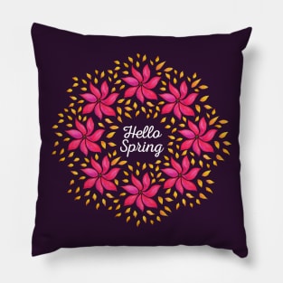 Pretty Watercolor Spring Flowers Wreath Pillow