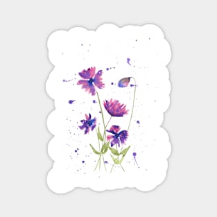 Watercolor painting of loose purple flowers Magnet