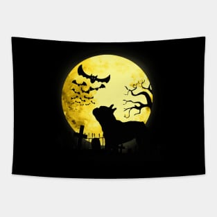 French bulldog frenchie and bats with jellow moon Tapestry