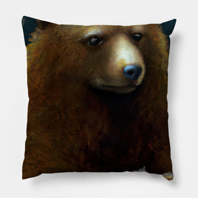 Bear with Crown Pillow by maxcode