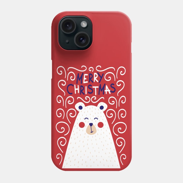 Merry Christmas Polar Bear Phone Case by JunkyDotCom