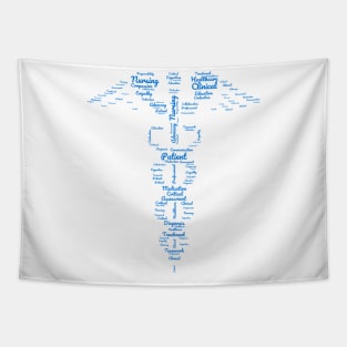 Registered Nurse Symbol of Caduceus in Wordcloud style Tapestry