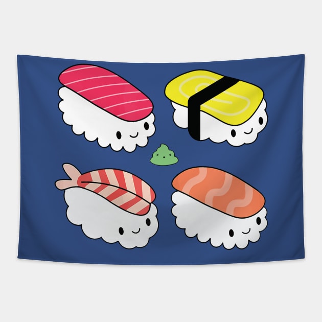 sushi poops wasabi 2 Tapestry by kiddolovie