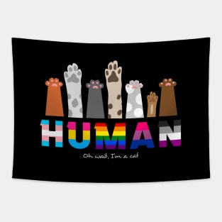 Human Rights, with Cat Paws Tapestry