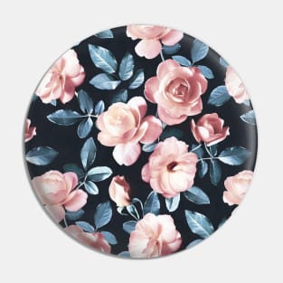 Old Fashioned Moody Roses in Salmon and Blue Grey Pin