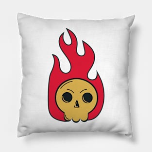 Skull in fire Pillow