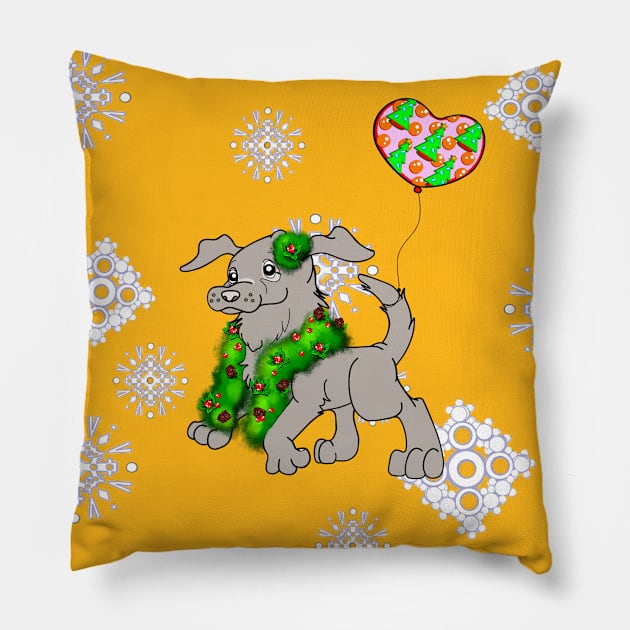 Marie the Labrador Christmas Theme Pillow by RockyHay