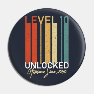 Level 10 Unlocked Awesome Since 2010 10th Birthday Video GamerGift Pin