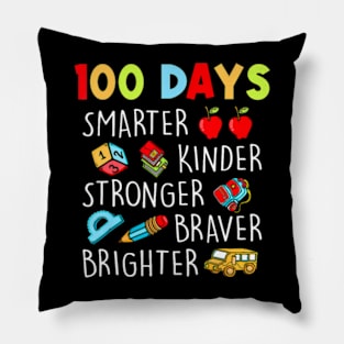 Smarter Kinder Stronger Brighter 100 Days Of School Teacher Pillow