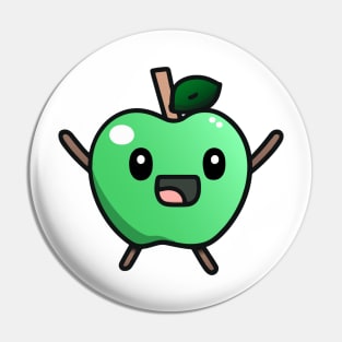 Smiling Green Apple Pin