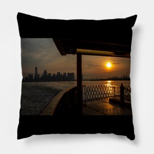 Staten Island Ferry Sunrise Pillow