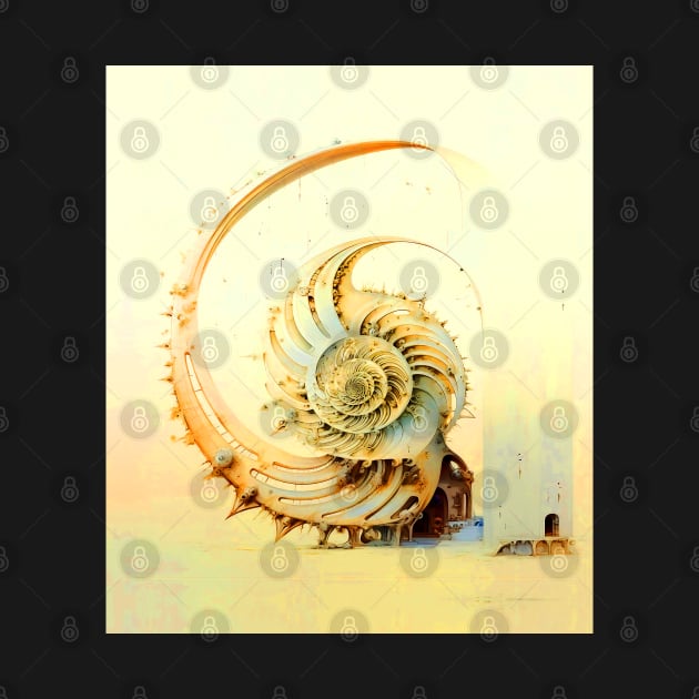 Fibonacci Sequence: Fibonacci Nautilus Shell on a Dark Background by Puff Sumo