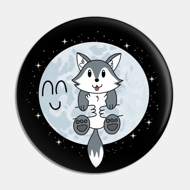 Moon Hugs Cute Wolf Pin by pako-valor