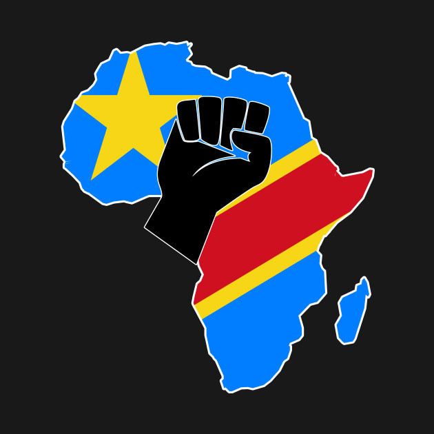 Democratic Republic of Congo flag Africa map raised fist ...