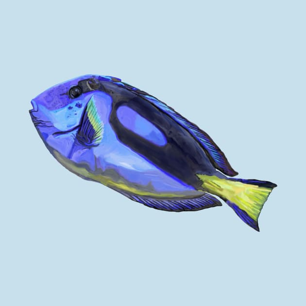 Blue Tang Watercolor Fish by Art by Deborah Camp