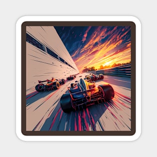 F1 racing at sunset Magnet