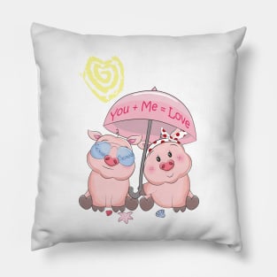 Happy Valentine's day-Valentines Pig You + Me = Love Pillow