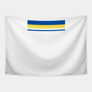 Leeds Retro 1982 White Blue Yellow Bars Tapestry