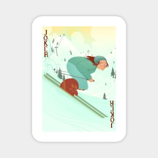 Ski Playing Card Magnet