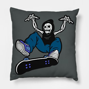 Skeleton Skater Kick Flip Cartoon Pillow