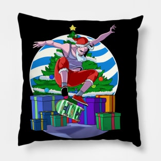 Santa Claus Skater Skateboarding Christmas Gift Pillow