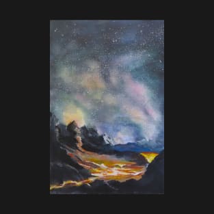 Caldera Volcano Under a Night Sky T-Shirt