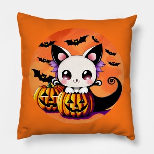 Pumpkin Purrfection: Spooktacular Kitty Delight! Pillow