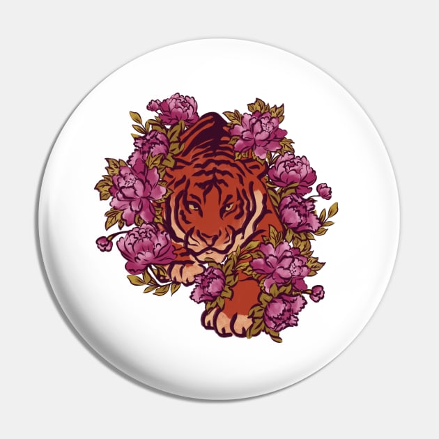 Tigers and peonies Pin by ArtInPi