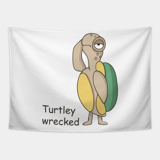 Turtley Wrecked, Funny Turtle hangover Tapestry