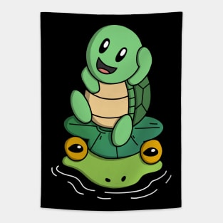 Turtle's Froggy Friend Tapestry